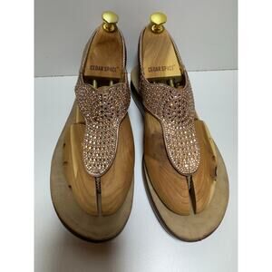 Annie Comfort Women’s Rhinestone Thong Toe Sandals Sz 9.5 Glam Peach Color